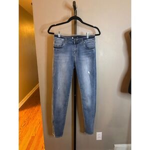 Kut from the Kloth Womens Skinny Medium Wash Distressed Size 4 Stretch Denim